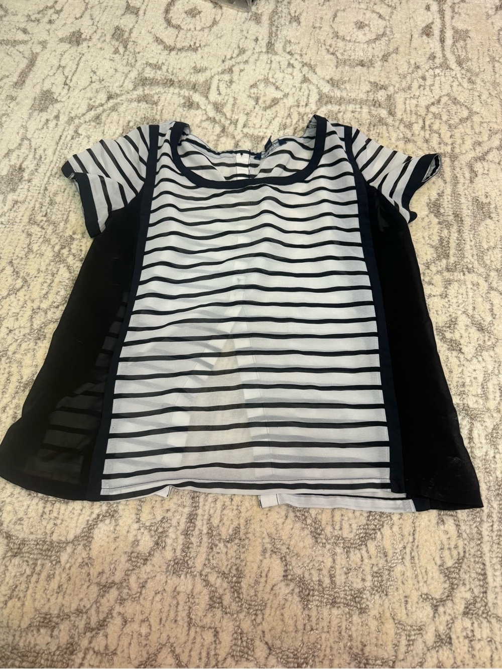 American Eagle Outfitters Black & White Striped Short Sleeve Top